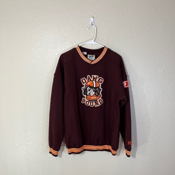 Vintage Cleveland Browns Sweater Mens Medium Lee V Neck 90s "Dawg Pound" Graphic